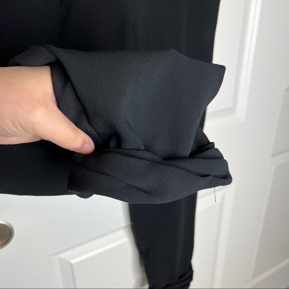 Aritzia Wilfred Allant Black Silk Cuffed Hem Waist Tie Pants Size 00 - Picture 3 of 8